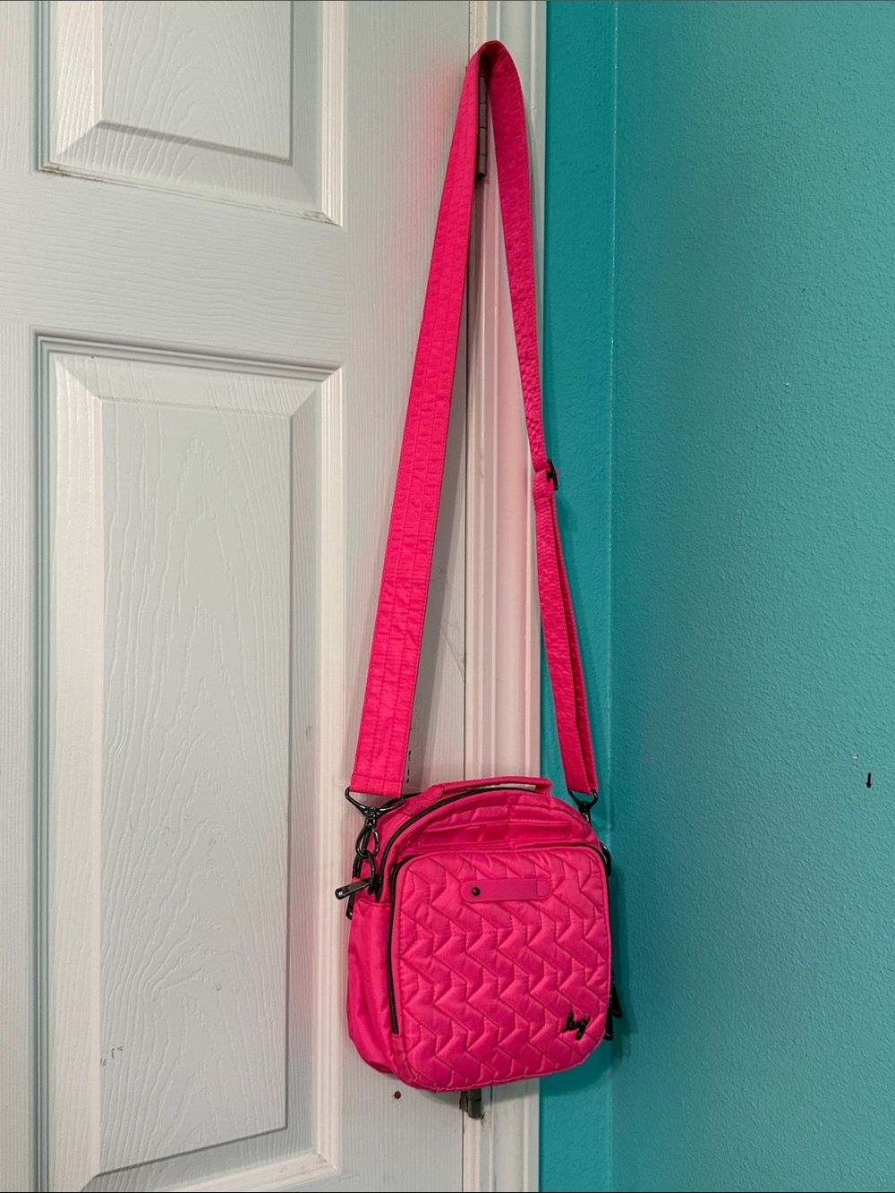 lug Hot Pink Quilted Crossbody Bag
